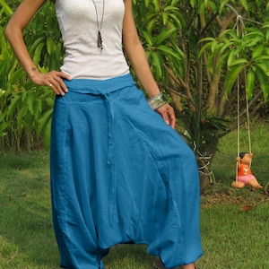 Plus Size * Harem Pants Women * Aladdin Pants * Harem Trousers * Harem Yoga Pants * Drop Crotch * Genie * Baggy *Gypsy*Salwar* HL-azure blue