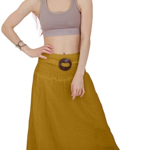 Cotton Maxi Skirt with Coconut Buckle * Boho Skirt * Skirts for Women * Cotton Skirt * Hippie Skirt * Bohemian * Solid Plain Colors *SC-gold