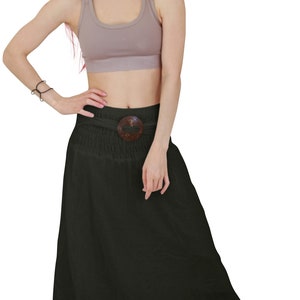 Cotton Maxi Skirt with Coconut Buckle * Boho Skirt * Skirts for Women * Cotton Skirt * Hippie Skirt * Bohemian *Solid Plain Colors* SC-black