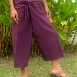 Capri Thai Fisherman Pants * Wrap Yoga Pants * Capri Thai Pants * Hippie Pants * Thai Fisherman Trousers * Massage Pants * Baggy *violet* CF