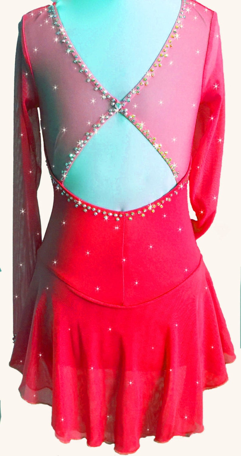 Red Figure Skating Dress Figure Skater dress Ice Skating Etsy