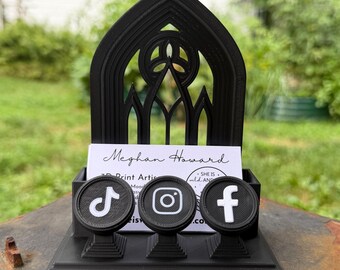 Tarjetero gótico con etiquetas NFC / Soporte de exhibición personalizable para vendedores