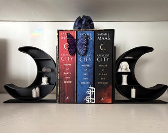 Crescent Moon Bookends and Display Shelf
