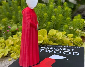 Handmaiden Figurine | Red Cloak Dystopian Decor | Feminist Literary Gift | Dystopian Fiction Shelf Sitter