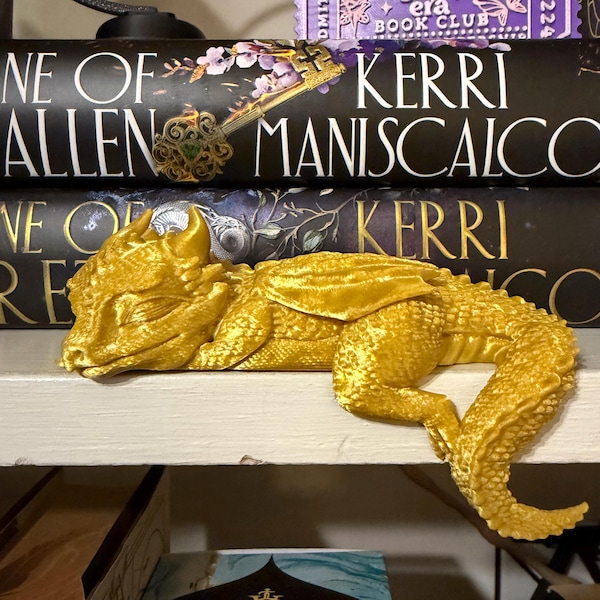 Sleeping Baby Dragon Perchling | Fantasy Bookshelf Decor