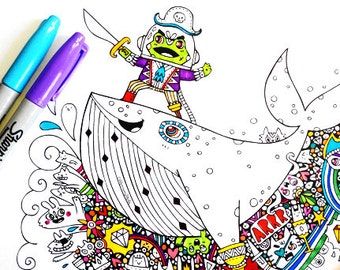 Grenouille pirate de l'espace - Coloriage PDF