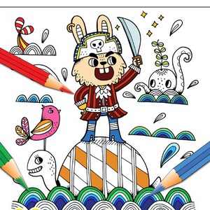 10 Colouring In Sheets - Pirate Rabbit & his motley crew - DIY Printable - Instant Download