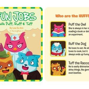 Fun Jobs with the Huffs, printable alphabet A-Z Flash cards for children - INSTANT DOWNLOAD