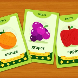 Flashcards fruits imprimables 4 "x 6" ensemble de 12 pour l'enseignement, la décoration de la chambre des enfants ou le scrapbooking - TÉLÉCHARGEMENT INSTANTANÉ