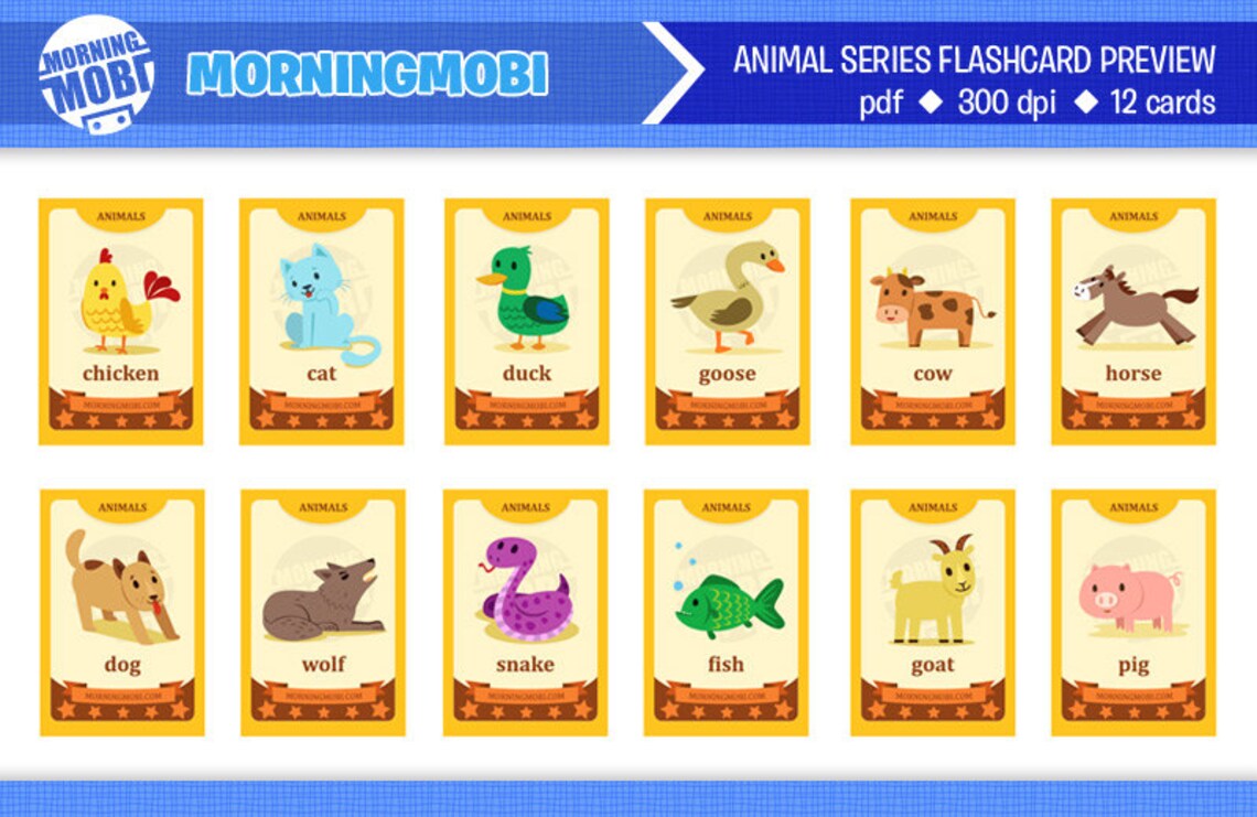 Colorful Printable Animal Flashcards 4x6 INSTANT DOWNLOAD - Etsy