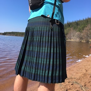 Men's Kilt, Vegan Kilt, Summer Kilt, Washable Fabric. Black Watch Tartan, Royal Stewart Tartan- Poly Viscose from Marton Mills.