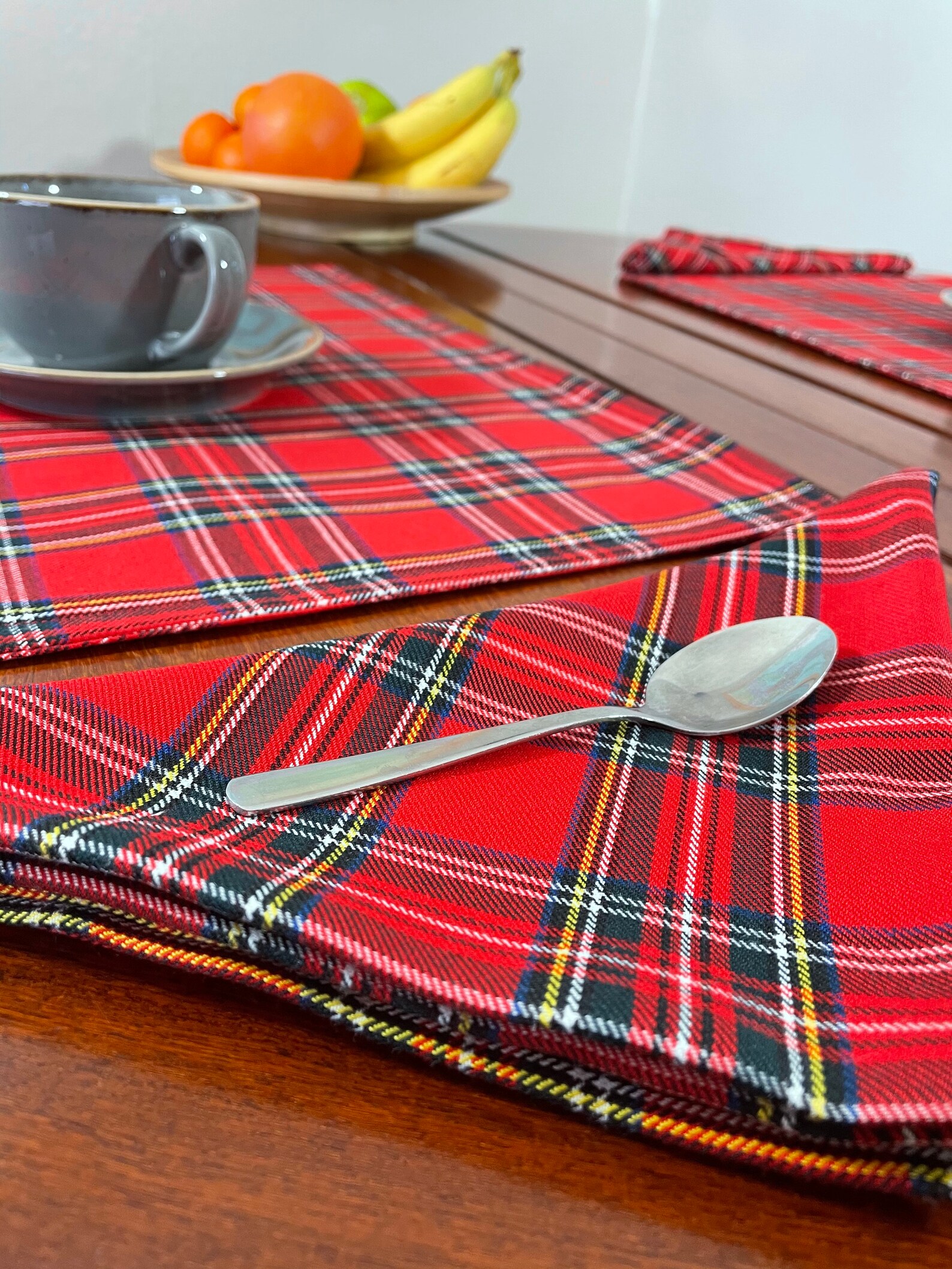 Tartan Placemats. Table Setting. Tablecloth. Double Fabric Etsy