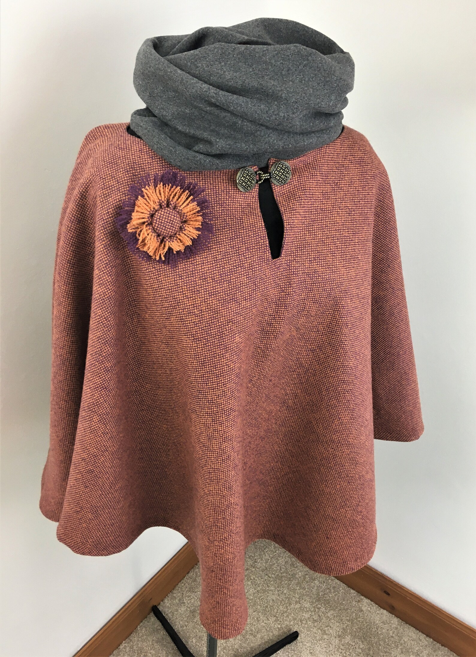 British Wool Poncho. Tweed Fabric. Regular Size Poncho With Etsy