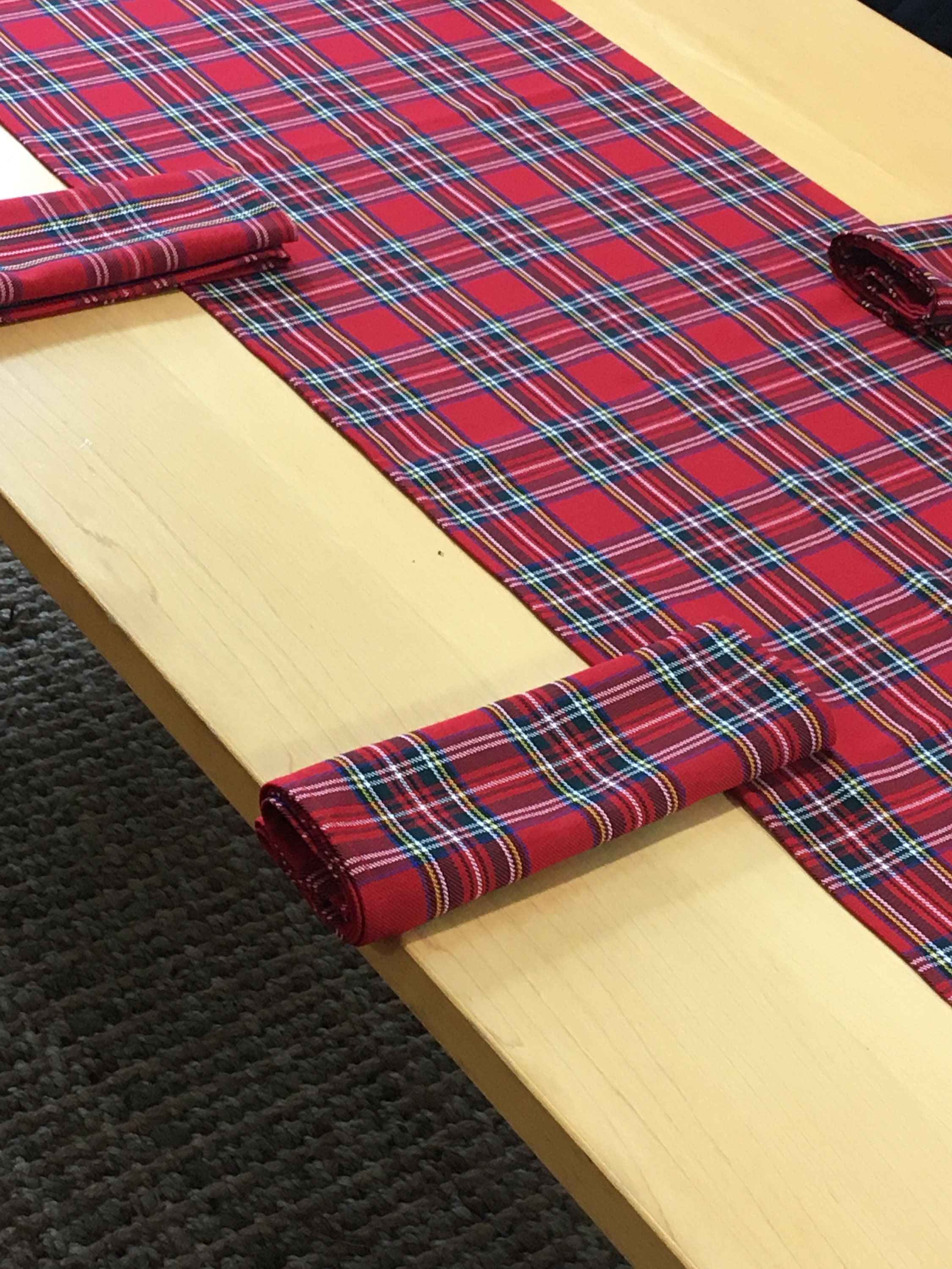 Tartan Table Runner and 68 Napkins. Royal Stewart Tartan. Etsy