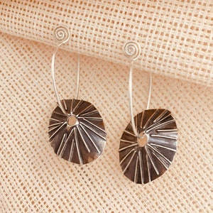 Handmade Oxidized Sterling Silver Limpet Shell Hoop Earrings