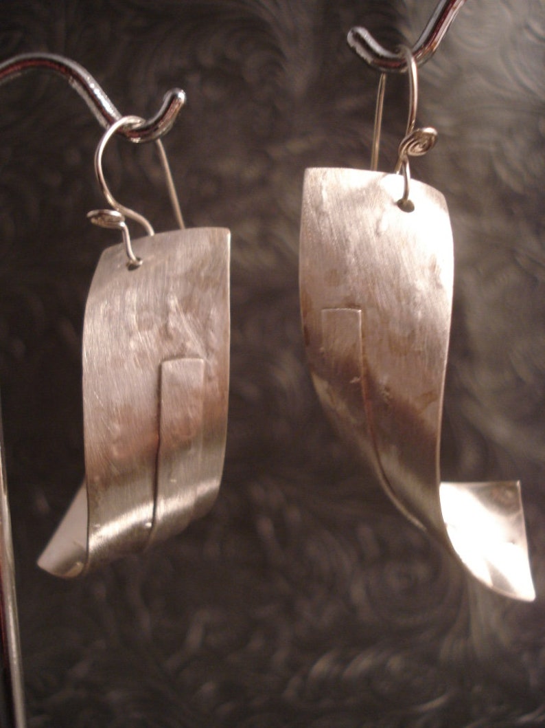 Birch Bark Earrings Brushed Sterling Silver