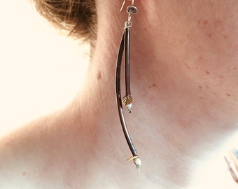 Willow Twig Earrings, Copper Silver and Gold Long Earrings, Simple Earthy Earrings, Pretty Natural Twig Earrings, Elegant Neutral Earrings
