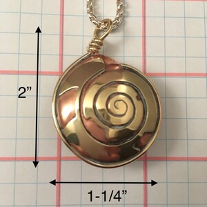 Snail Shell Pendant, Copper Brass and Silver Pendant, Bold Spiral Necklace, Beautiful Nature Statement Pendant Necklace, Mixed Metal image 5