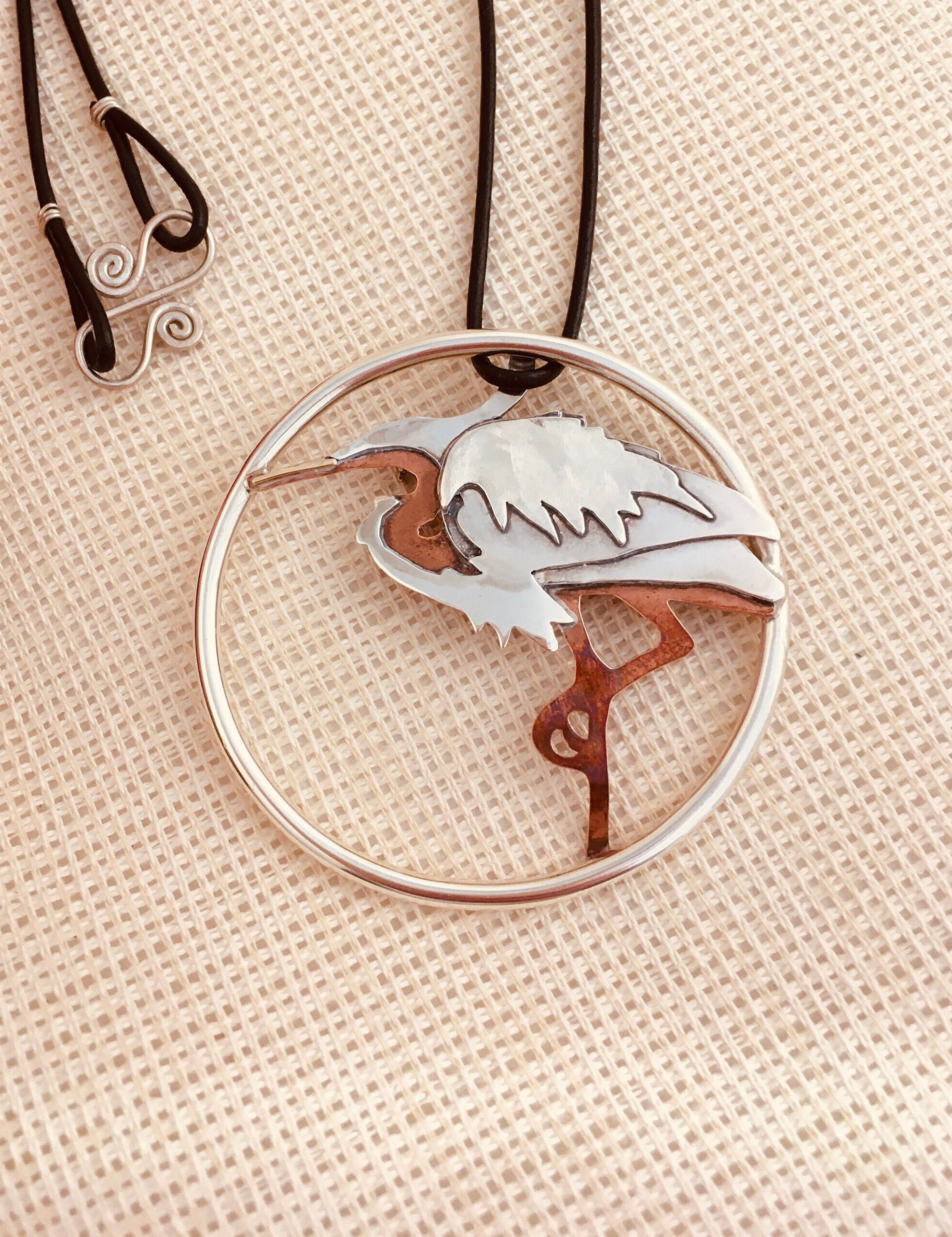 Blue heron necklace deals