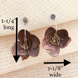 Beautiful Statement Flower Earrings, Mixed Metal Blossom Earrings, Copper Silver Brass Jewelry, Large Metal Flower Earrings, Metalsmith image 6