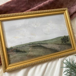 Original Landscape Painting Vintage Gold Framed Hand Painted Watercolor ...