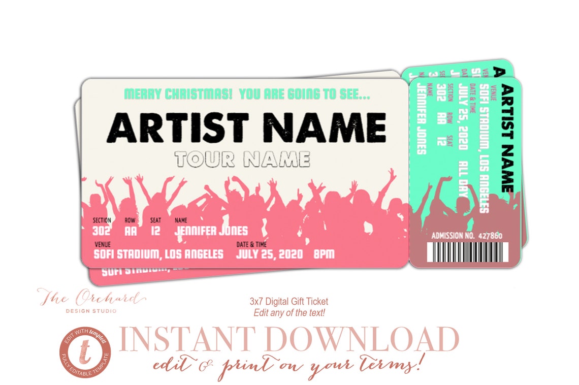 Country Concert Tickets Gift Tour / INSTANT EDITABLE DOWNLOAD Etsy