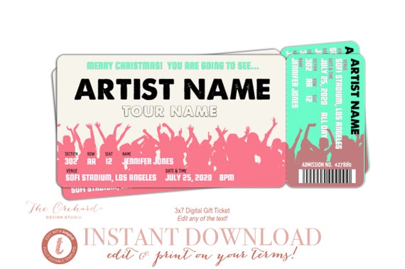 Country Concert Tickets Gift Tour / INSTANT EDITABLE DOWNLOAD / Templett Music Fake Ticket Digital Event Show Festival Arena Country Duo Il_570xn