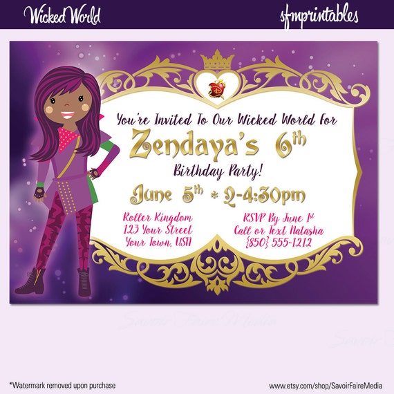 Free Printable Descendants Birthday Invitation Printable