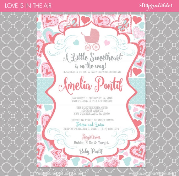 valentines baby shower invitations