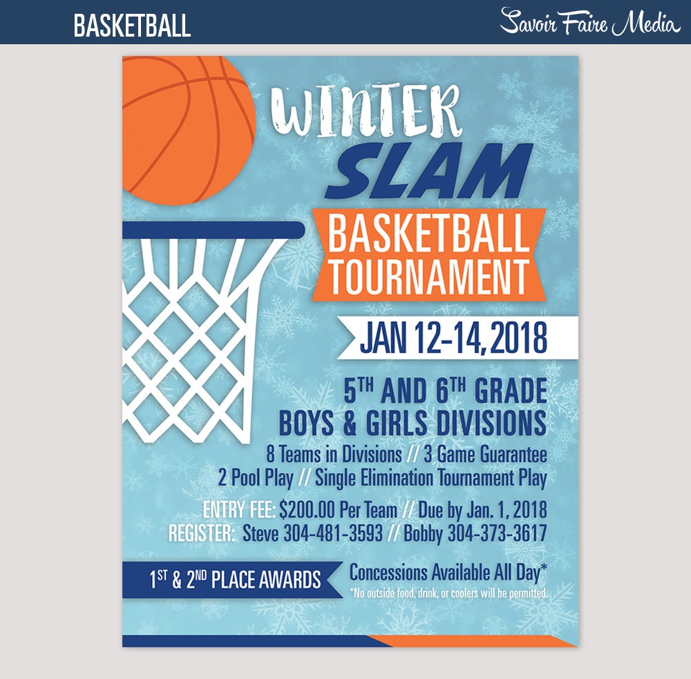 21 On 21 Basketball Tournament Flyer Template