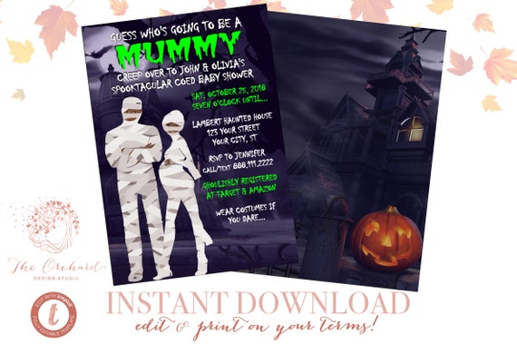 Halloween Baby Shower Coed Couples Costume Fall Adult / Gender Reveal Mummy Monster Twins Spooky Party Shower AA Il_570xn