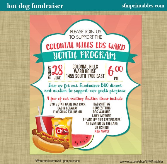 Hot Dog Fundraiser Dinner Bbq Invitation Poster Spring Template
