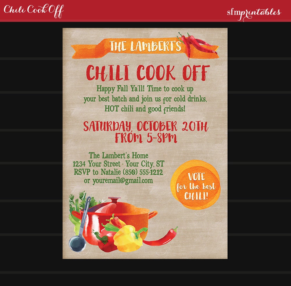 Chili Cook Off Invitation Printable / DIY Chili Voting Ballot | Etsy