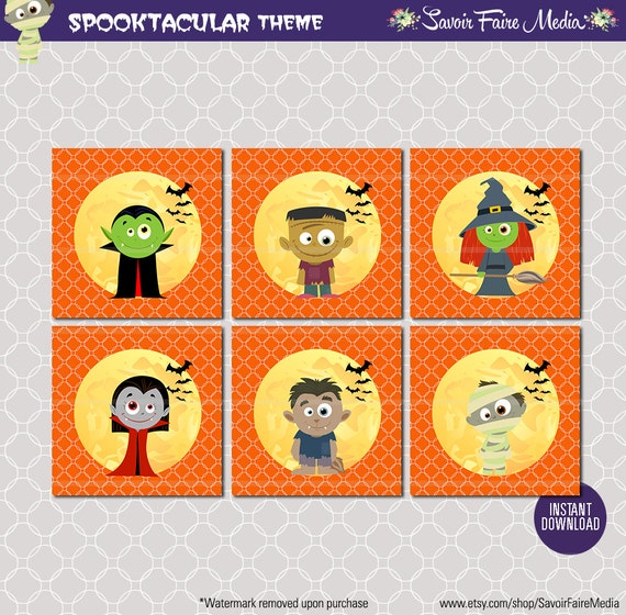Instant Download! Halloween Cupcake Circles Party Circles - Invitation Favor Tags Monsters Haunted House Witch Spooktacular Il_570xn