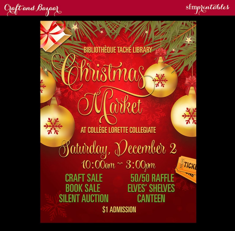 Christmas Bazaar Market Craft Sale Flyer Holiday Seasonal / Etsy