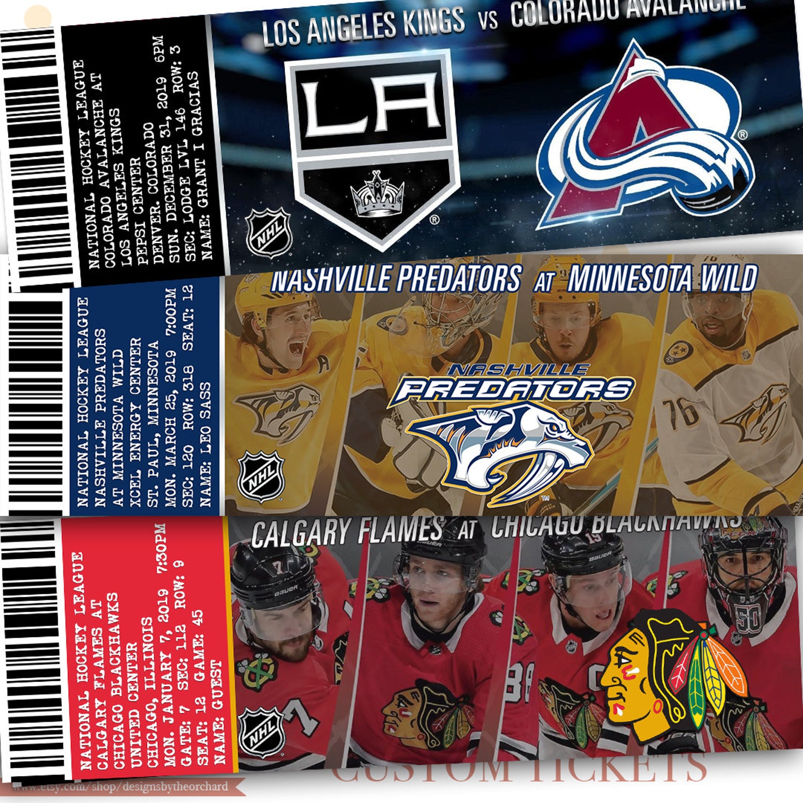 Fake Hockey Match Tickets YOU PRINT Sports Basketball Etsy