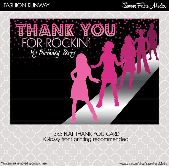 Fashion Show Thank You Card Project Runway Inspired Birthday | Etsy