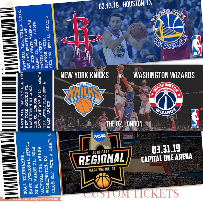 Fake Basketball NBA Game Tickets YOU PRINT Sports Basketball | Etsy