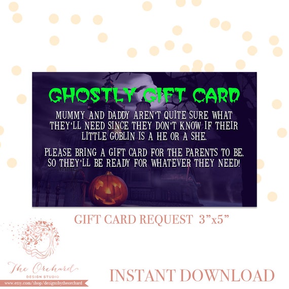 Halloween Baby Shower Gift Card Insert Instant Download! / Couples COED Shower Invitation Insert/ Spooktacular Frankenstein Mummy Baby Il_570xn