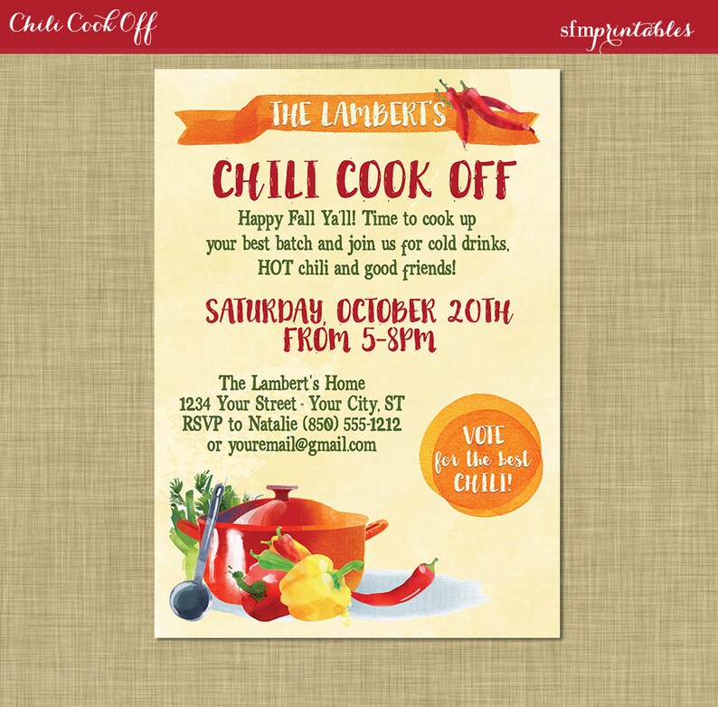 Instant Download Chili Cook Off Entry Numbers Labels / Etsy