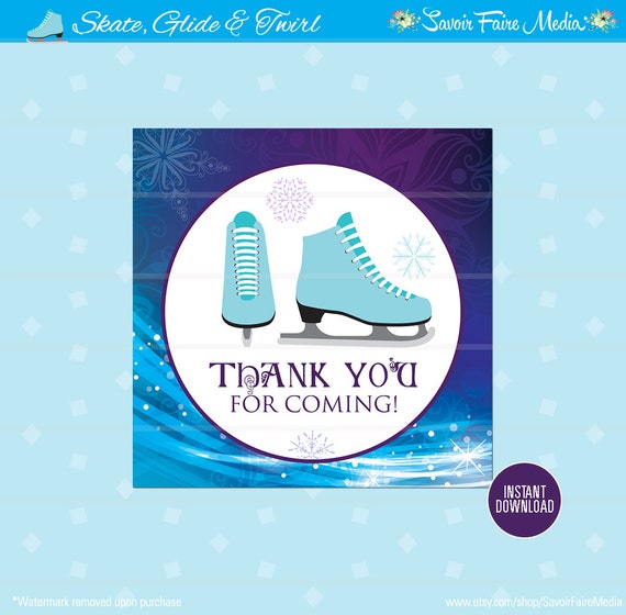 Instant Download! Frozen Ice Skating Favor Tag - Frozen Invitation - Iceskating printable - Skating Birthday Party Girl Invitation - Frozen Il_570xn