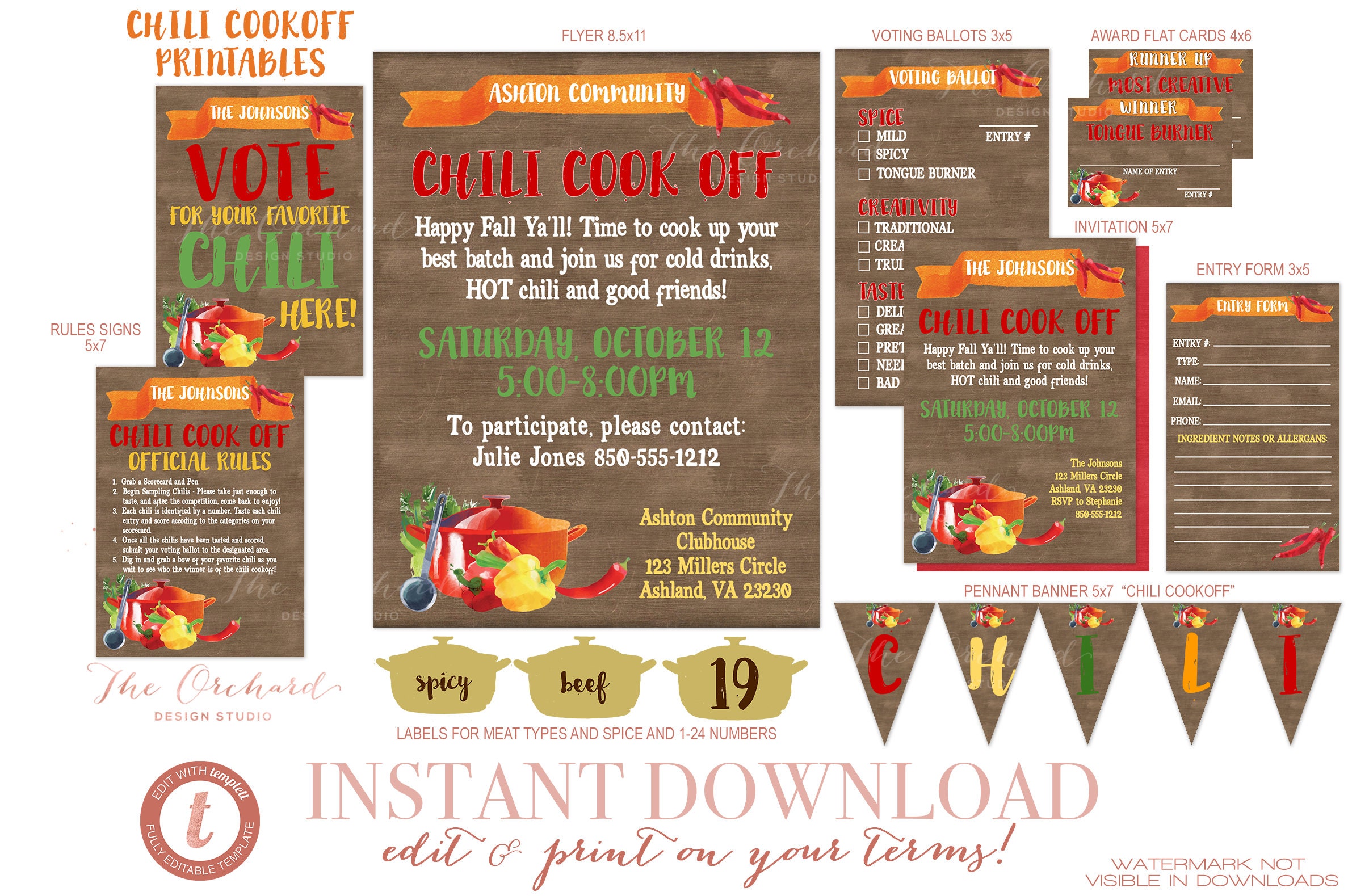 Chili Cook-off Full Bundle / INSTANT EDITABLE DOWNLOAD / - Etsy Chili Cook-off Full Bundle / INSTANT EDITABLE DOWNLOAD / - Etsy