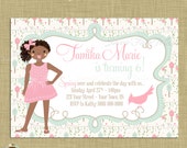 Spring Birthday Vintage Party Bird Birdcage Pastel Pink and Blue Invitation for Girls Customizable Character Il_170x135