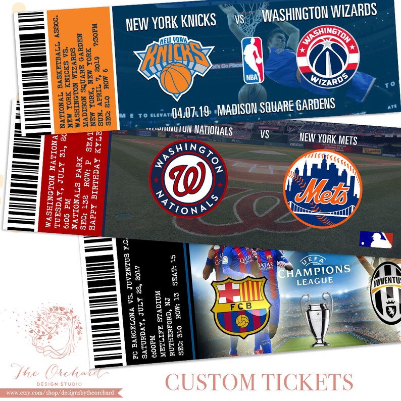 Fake Football Game Tickets YOU PRINT Sports Basketball | Etsy