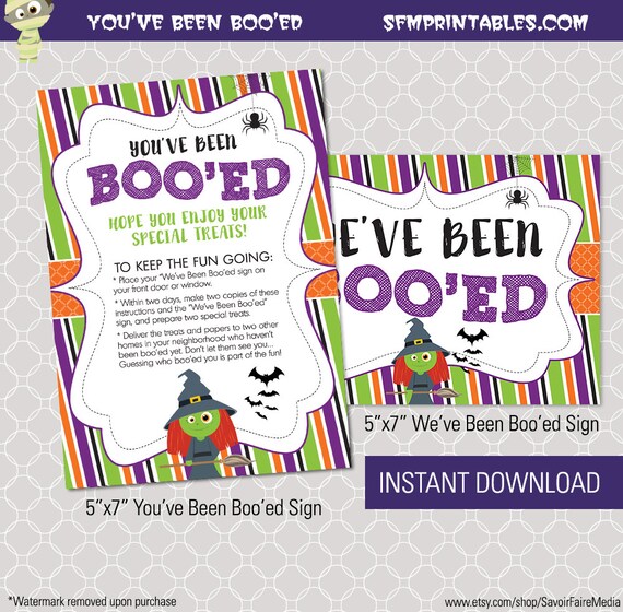 Instant Download! We've Been Boo'ed Halloween Secret Candy Gift Tag Printable DIY - Witch Bright Modern Spooky You've Been Booed Il_570xn