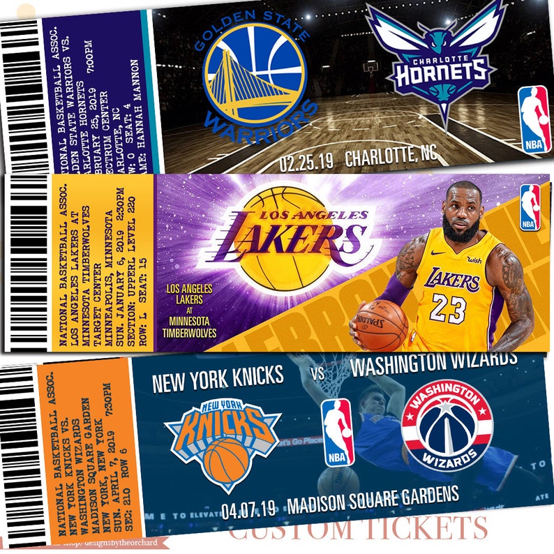 Fake Basketball NBA Game Tickets YOU PRINT Sports Basketball Etsy