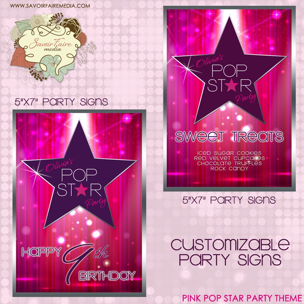 Pop Star Party Invitation / DIY Printable Party Invitation / | Etsy