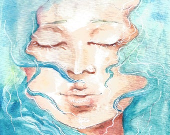 floating. | watercolor archival print + matte