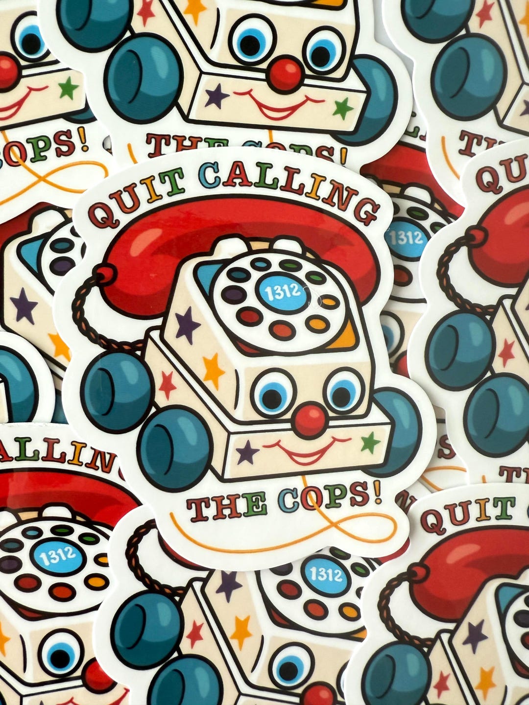 Quit Calling the Cops Sticker | Retro Toy Phone Vinyl Decal - Etsy