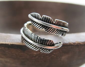 Boho Feather Ring-Boho Jewelry Rings- Sterling Silver-Silver Feather Ring-Gifts Under 20-Bohemian Rings-Gifts for Women-Gift for Her